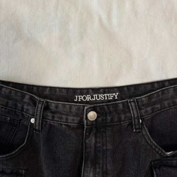 y2k black denim cargo mini skirt utility low rise - Picture 3 of 4